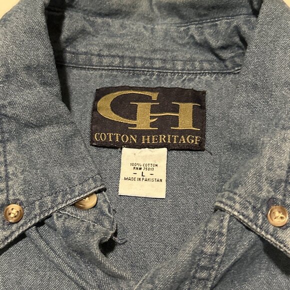 Vintage Nashville Denim Embroidered Trucker Jean Shirt Mens Large 90s USA TN - Picture 4 of 11